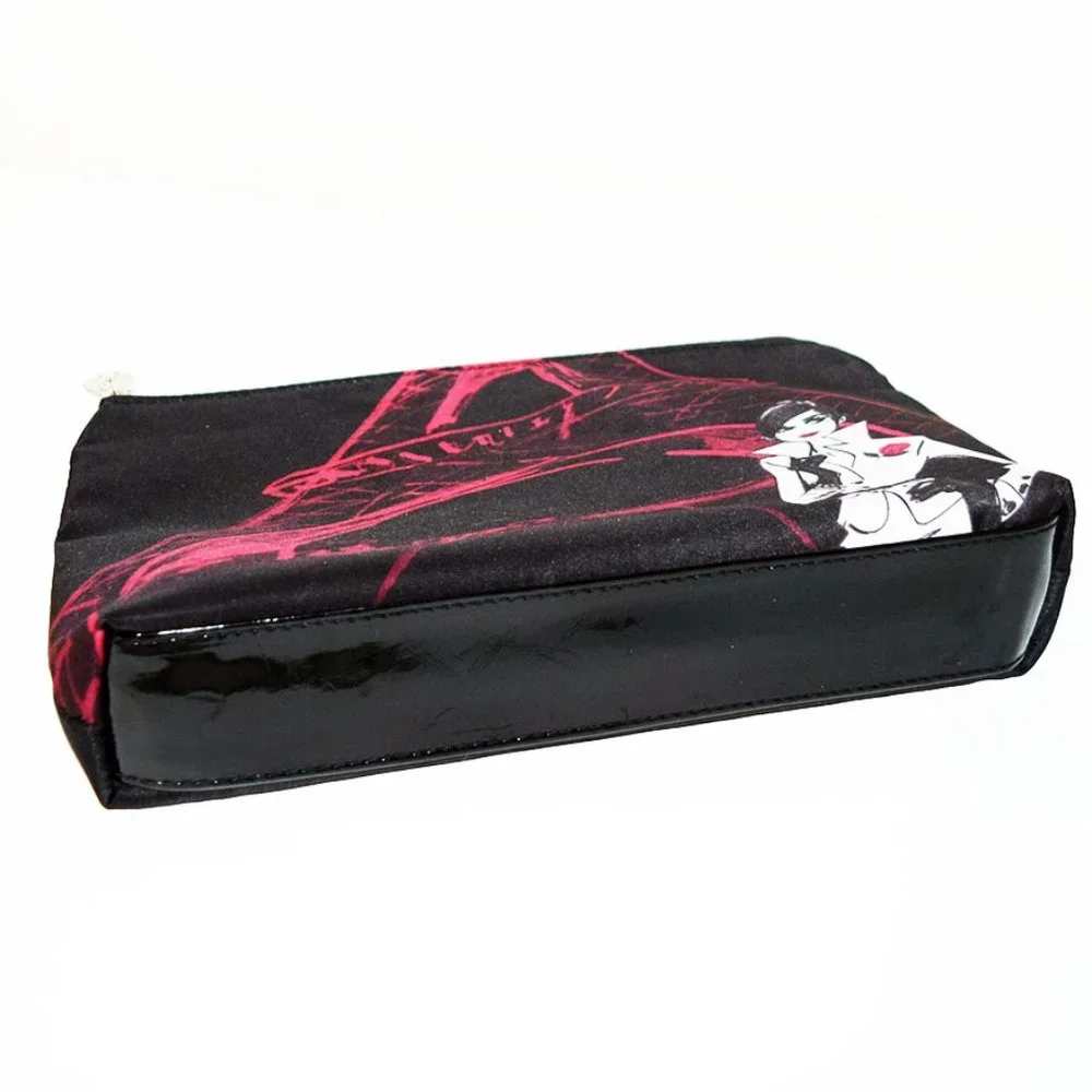 4/$20 Lancome Paris Black Eiffel Tower Cosmetic Makeup Bag Zipper